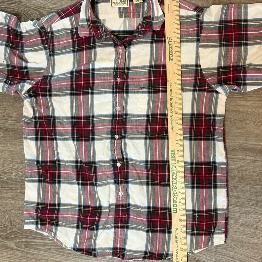 Vintage L.L.Bean Plaid Flannel Shirt Made in USA Size 12 - Picture 4 of 9